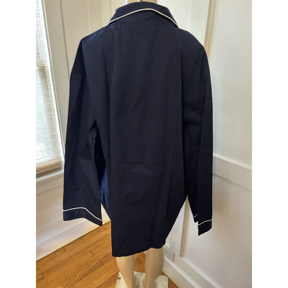 Navy Blue Pajama Set Collared Pockets Cotton ALEXANDER DEL ROSSA NWT Sz 3XL